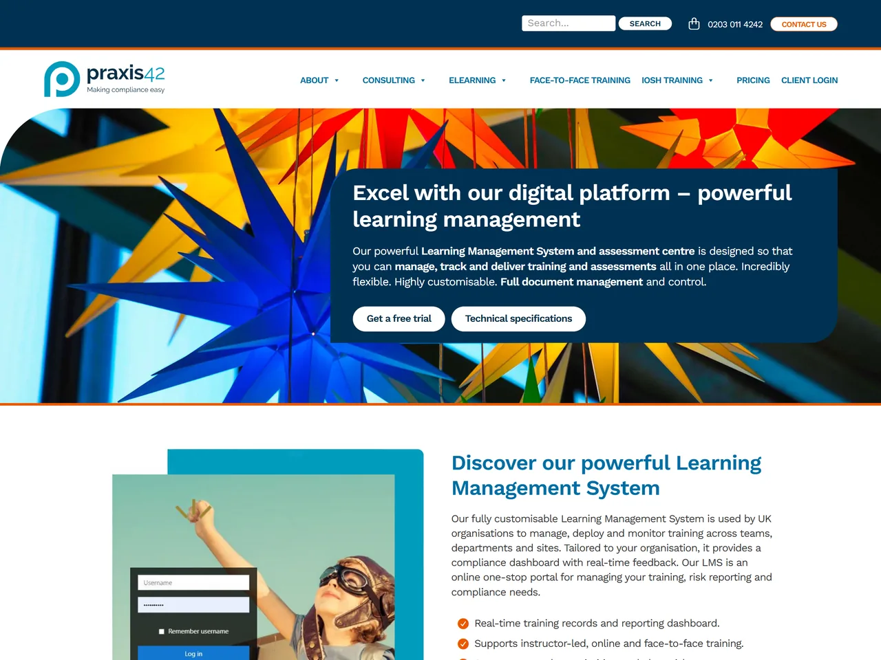 The Praxis42 website’s learning management system page