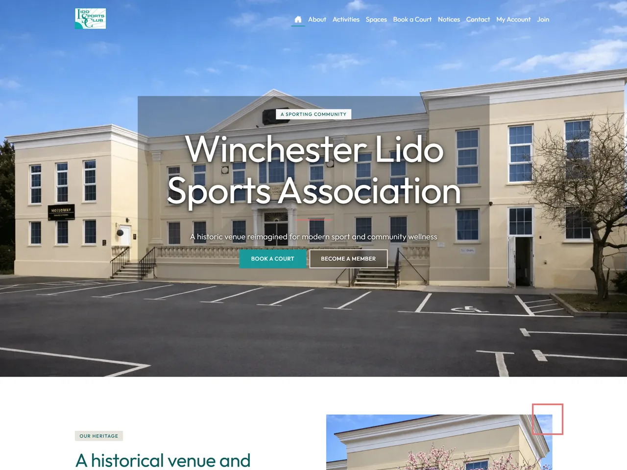 The Winchester Lido Sports Association website’s home page